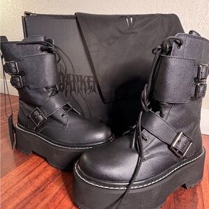 NEW - Dolls Kill Black Combat Platform Boots